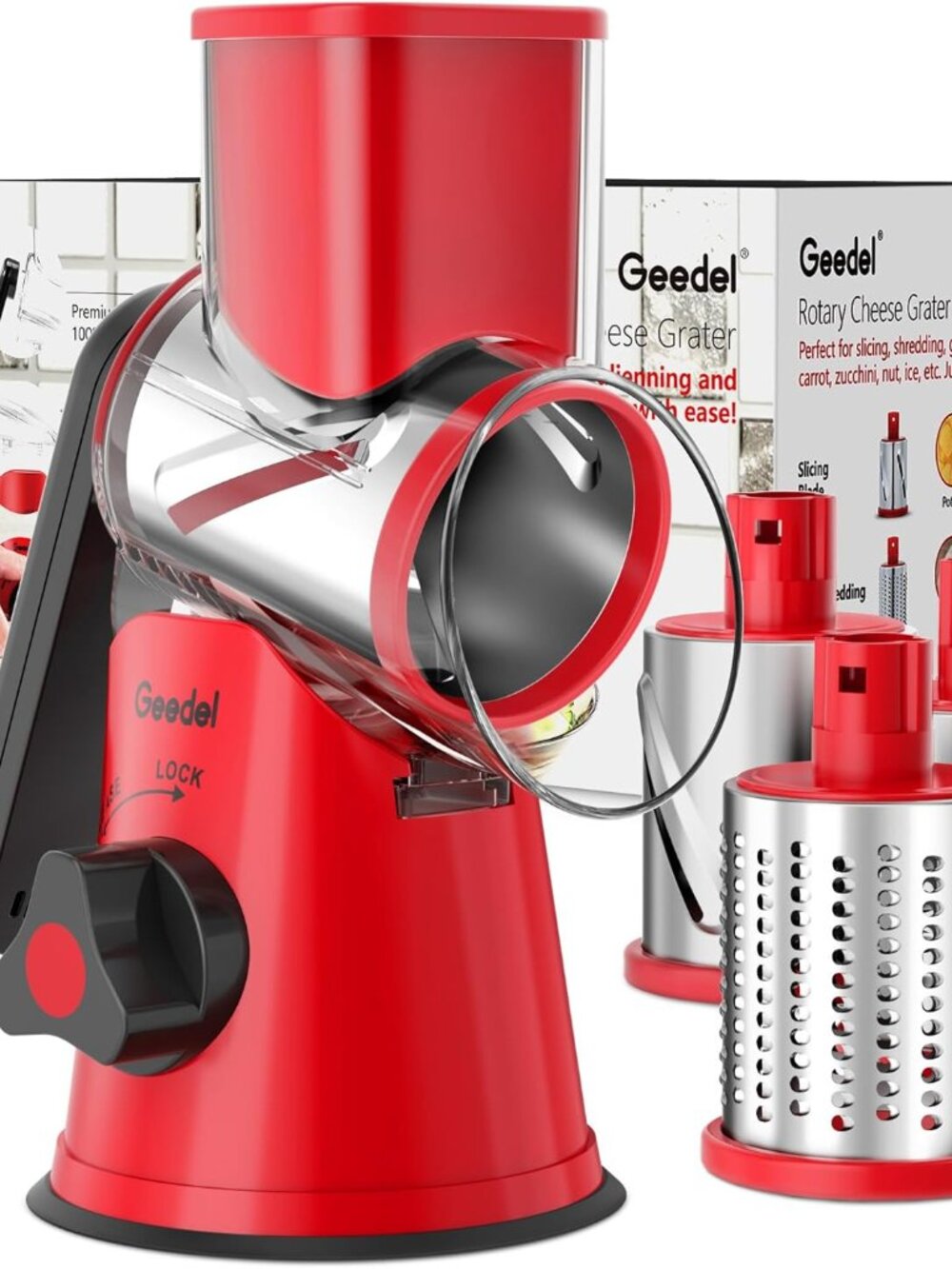 Geedel Rotary Cheese Grater, Kitchen Mandoline Vegetable Slicer
